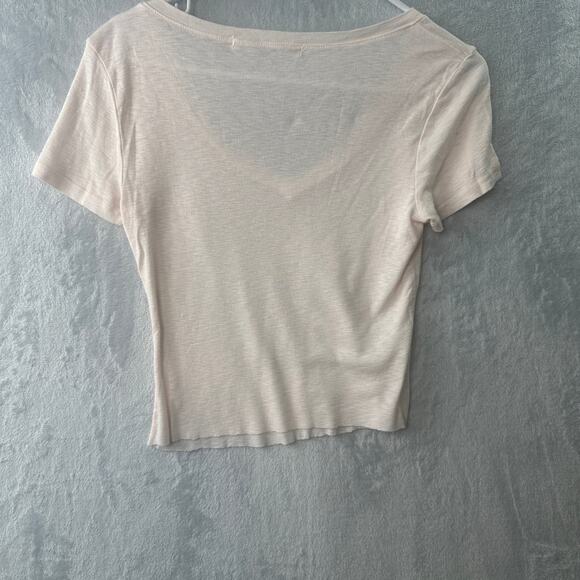 Michael Stars Blush Pink V-Neck Short Sleeve Tee – Size OS - Picture 3 of 5